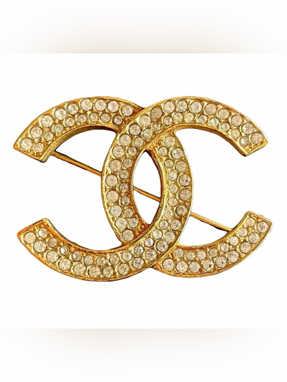 Authentic CHANEL CC gold plated Brooch with free Faux Pearl Hair Pins and COA💛 - Picture 1 of 12